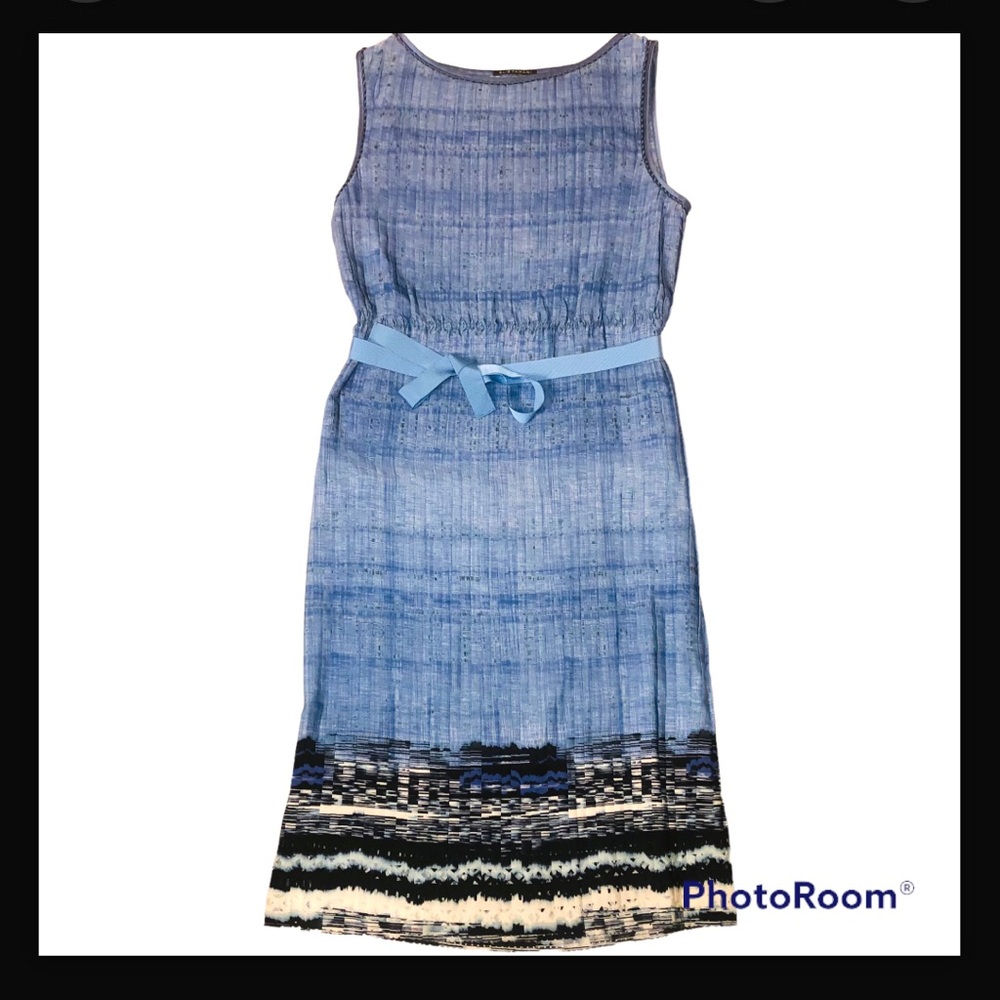 Elie Tahari Blue Pleated Sheath Dress Size 14 EUC